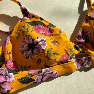 Yellow floral bikini top